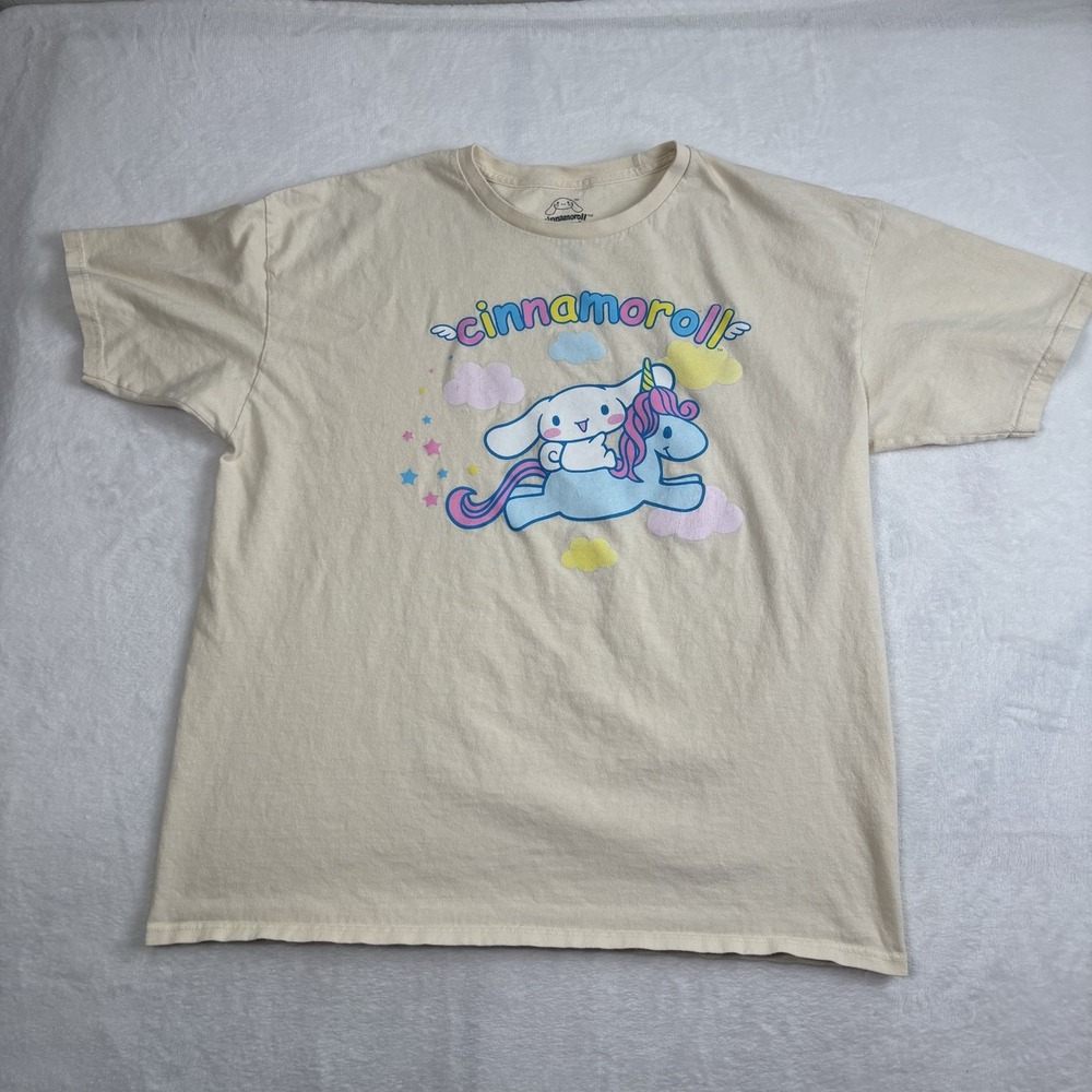 Cinnamoroll Sanrio Beige Short Sleeve Graphic‎ Hello Kitty Shirt Men's XL